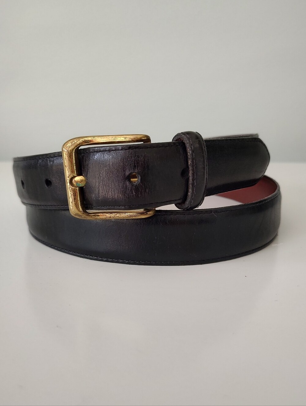 Vintage Coach Men's Leather Belt With Brass Buckle Black Made In USA Size 40"